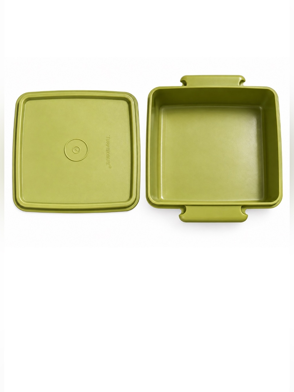 70s Vintage Tupperware Avocado Green Square Food Storage Container with Lid